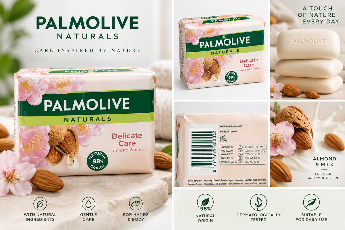 Palmolive Naturals Delicate Care Zeep – Melk & Amandel – 4 × 90 g